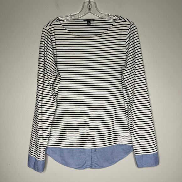 J. Crew Womens L Breton Stripe Shirt Cuffed Boatneck Nautical Preppy 100% Cotton - Picture 1 of 8